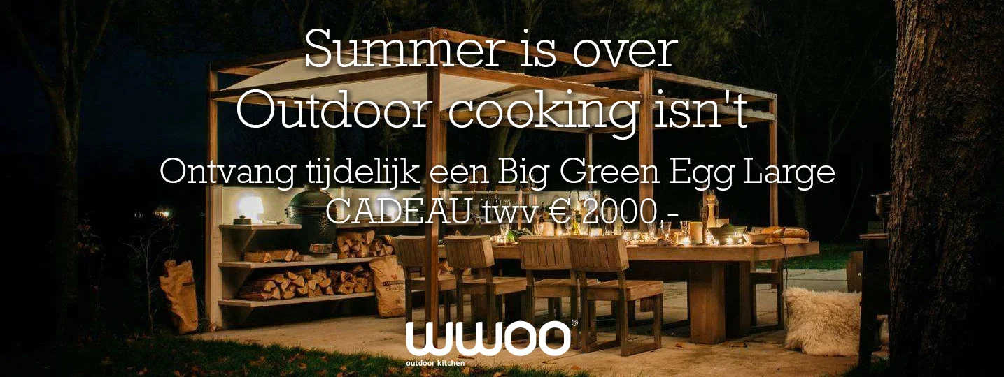 Ontvang tijdelijk een Big Green Egg Large CADEAU twv € 2000,- bij een WWOO Buitenkeuken